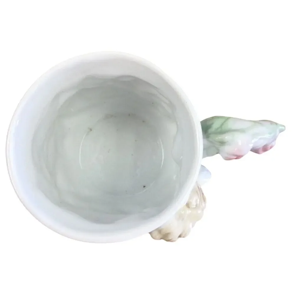 Avon Collectible Angel Rose Tea Cup Mug Cherub Embossed Pink Porcelain Floral